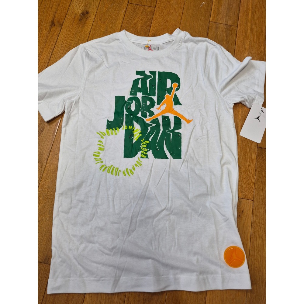 Jordan Boys White Graphic Jumpman T-Shirt Size L 12-13 Yrs 95D150-001